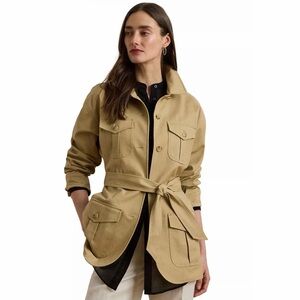 Ralph Lauren Tan Utility Double Faced Stretch Cotton Field Jacket
